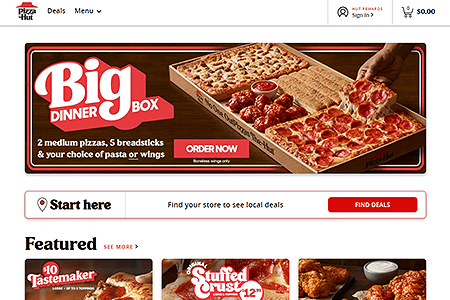 Pizza Hut website in 2022