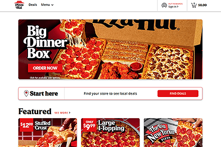 Pizza Hut website in 2023