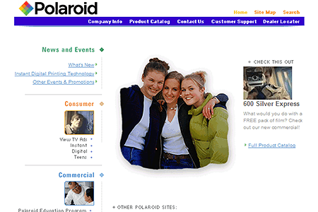 Polaroid website in 2002