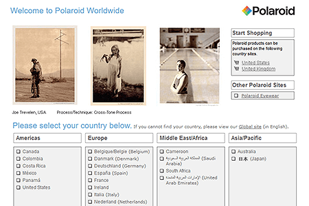 Polaroid website in 2008