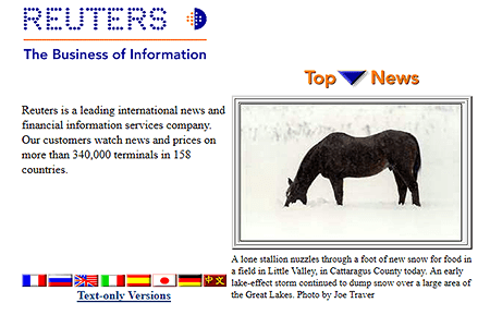 Reuters website in 1996