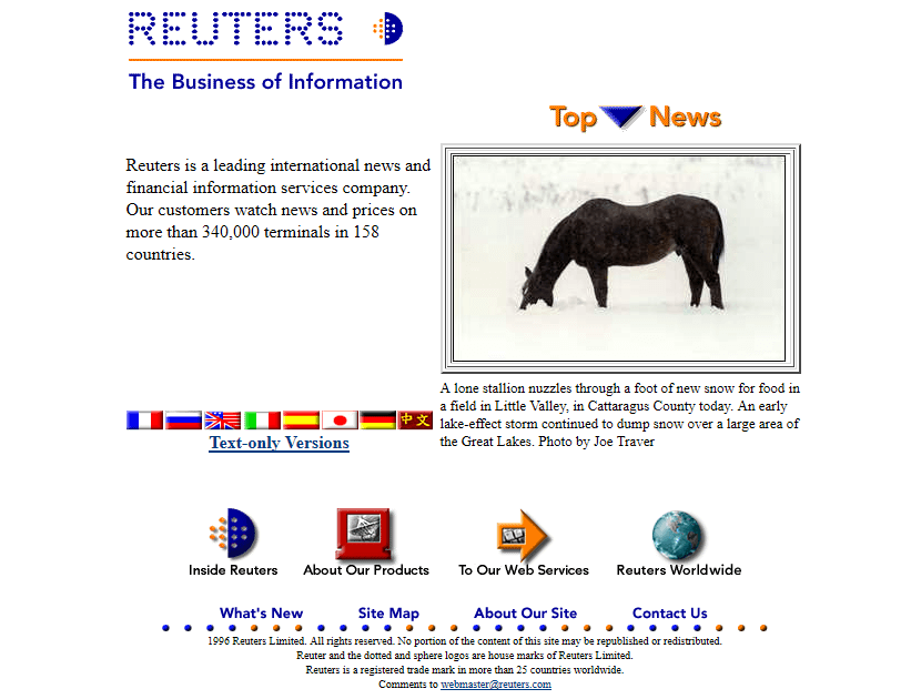 Reuters website in 1996