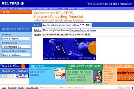 Reuters website in 1999