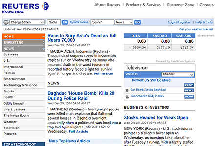 Reuters website in 2004