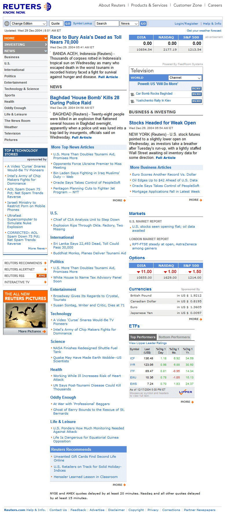 Reuters website in 2004