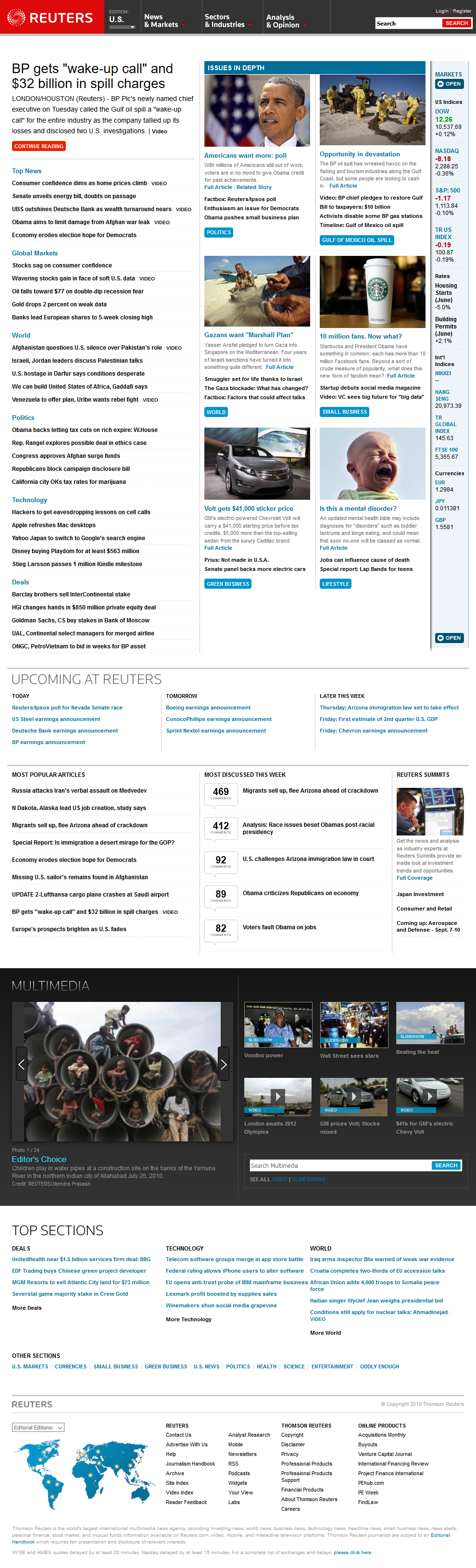 Reuters website in 2010