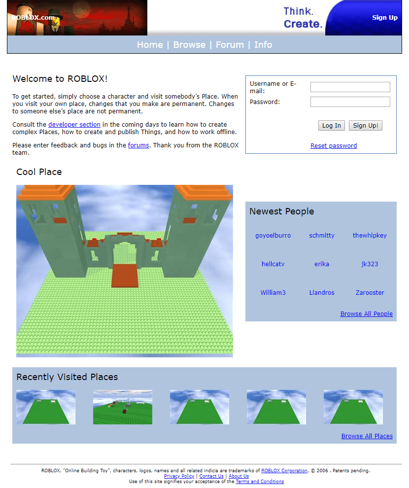 Roblox In 2006 Timeline Web Design Museum - roblox to home