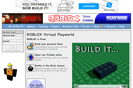 Roblox website in 2008