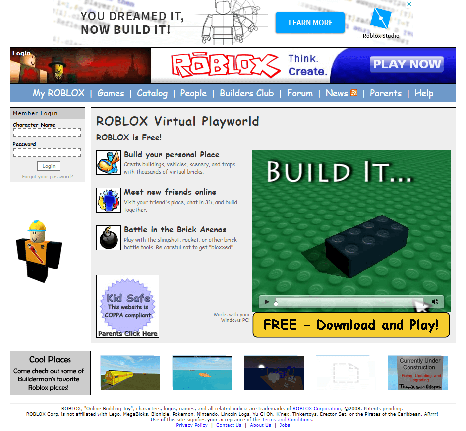 Roblox In 2008 Timeline Web Design Museum - roblox archive website