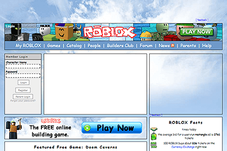 Roblox website in 2009