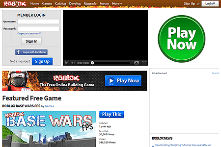 Roblox website in 2013