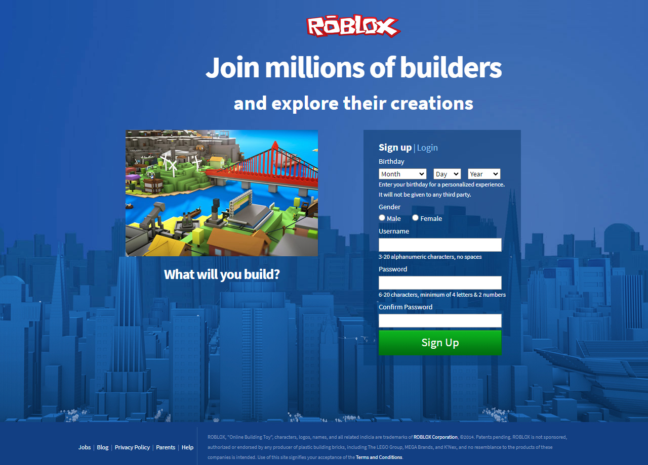 Roblox website in 2014
