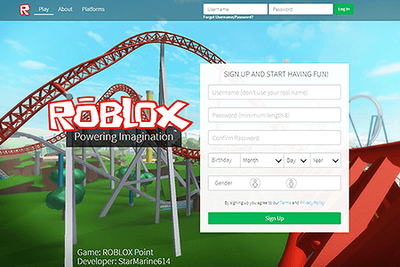 Roblox website in 2016