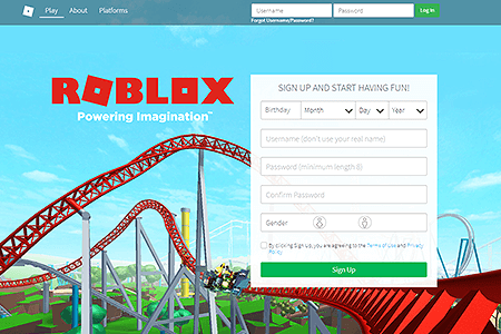 Roblox website in 2017