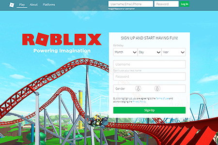 Roblox website in 2018