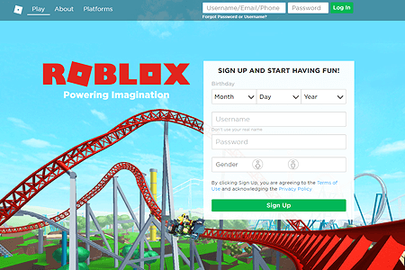 Roblox website in 2019