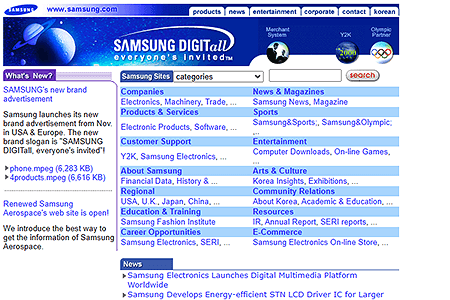 Samsung website in 1999