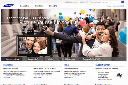 Samsung website in 2009
