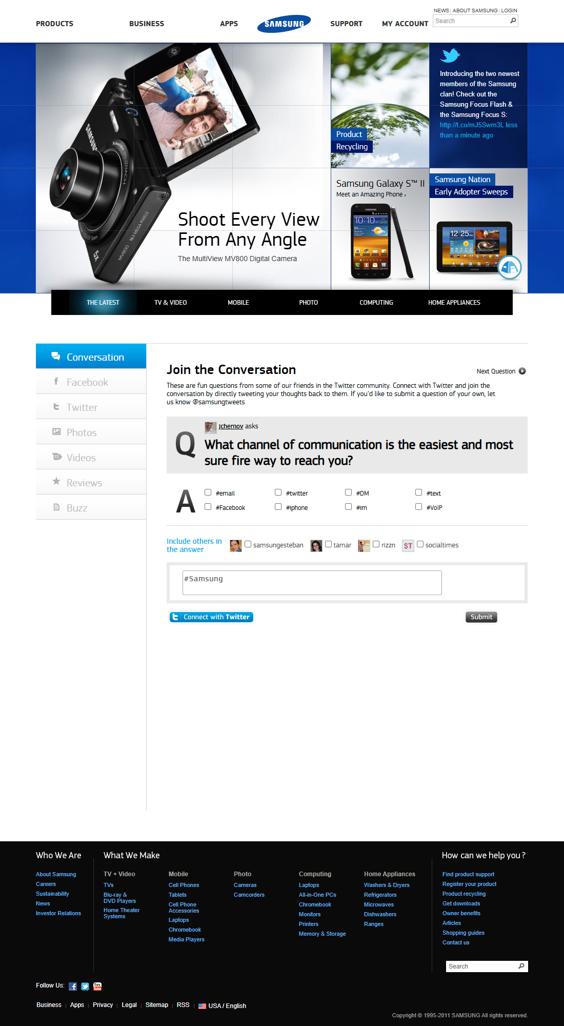 Samsung website in 2011