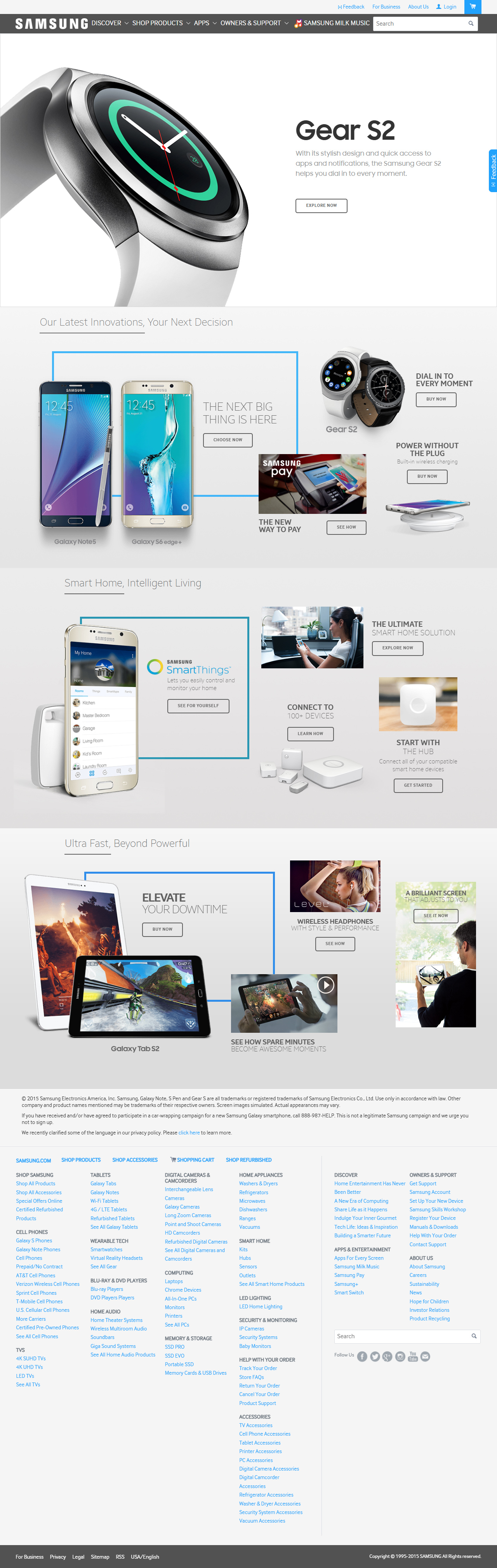 Samsung website in 2015