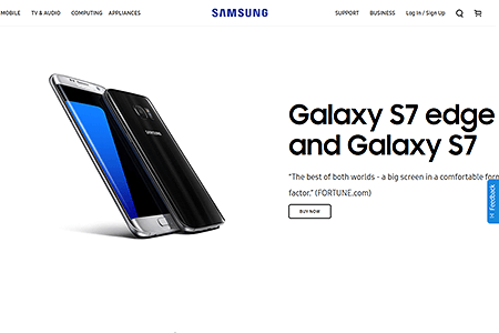 Samsung website in 2016