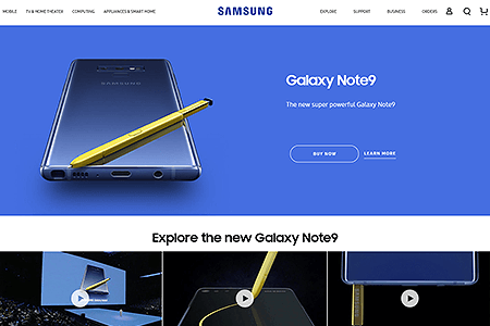 Samsung website in 2018