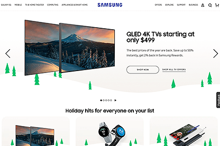 Samsung website in 2019