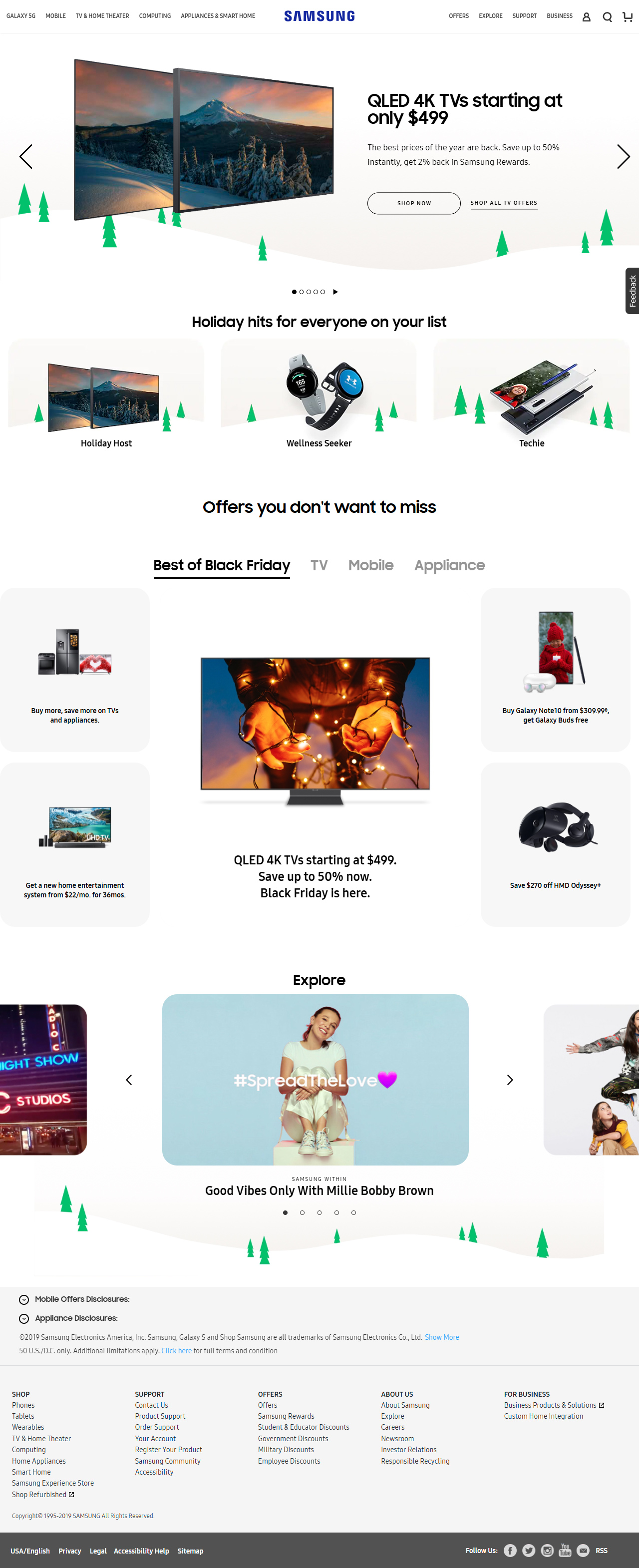 Samsung website in 2019