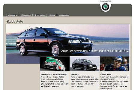 Škoda Auto website in 2003