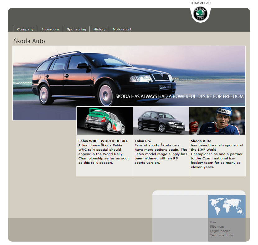 Škoda Auto website in 2003