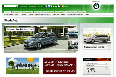 Škoda Auto website in 2010