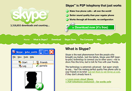 Skype website in 2003