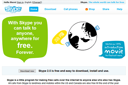 Skype website in 2006