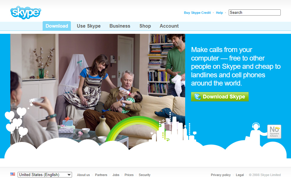 Skype website in 2008