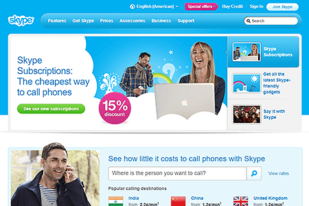 Skype website in 2011