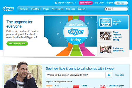 Skype website in 2012