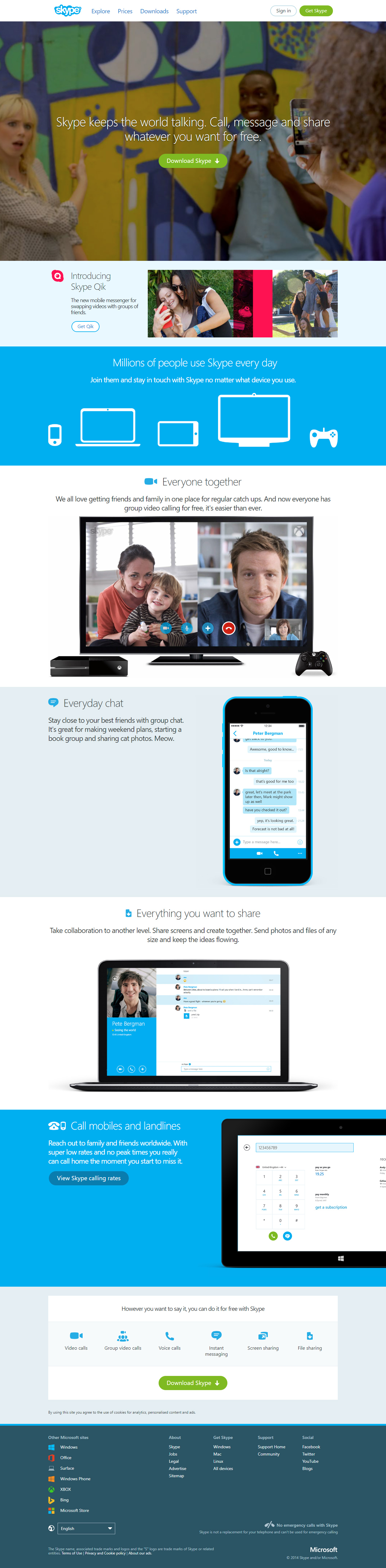 Skype website in 2014