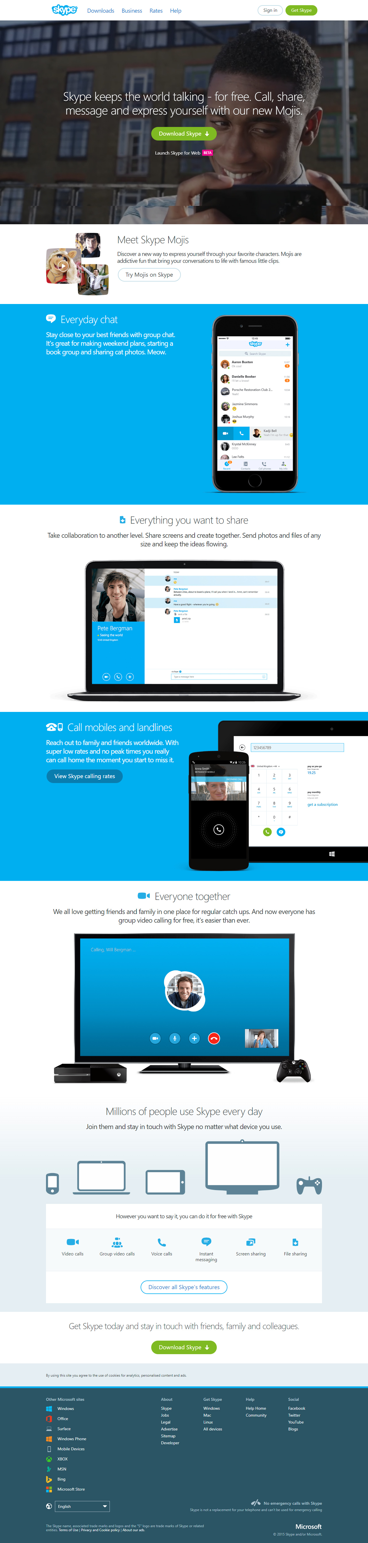 Skype website in 2015