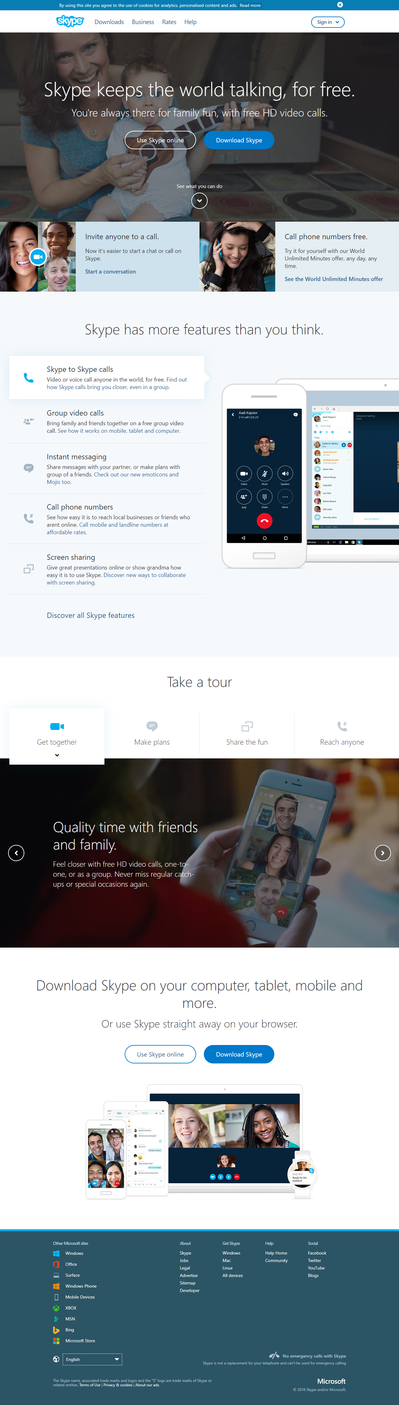 Skype website in 2016