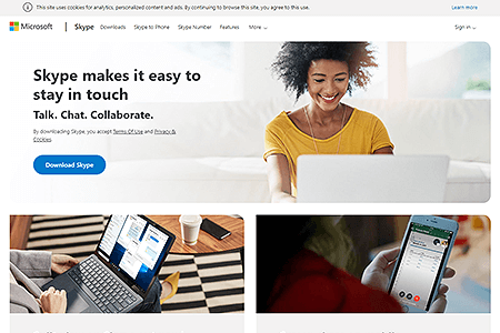 Skype website in 2019