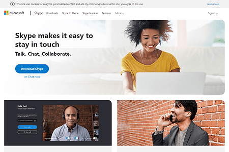 Skype website in 2020