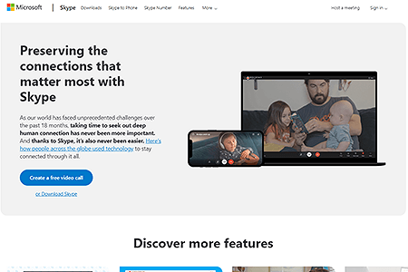 Skype website in 2021