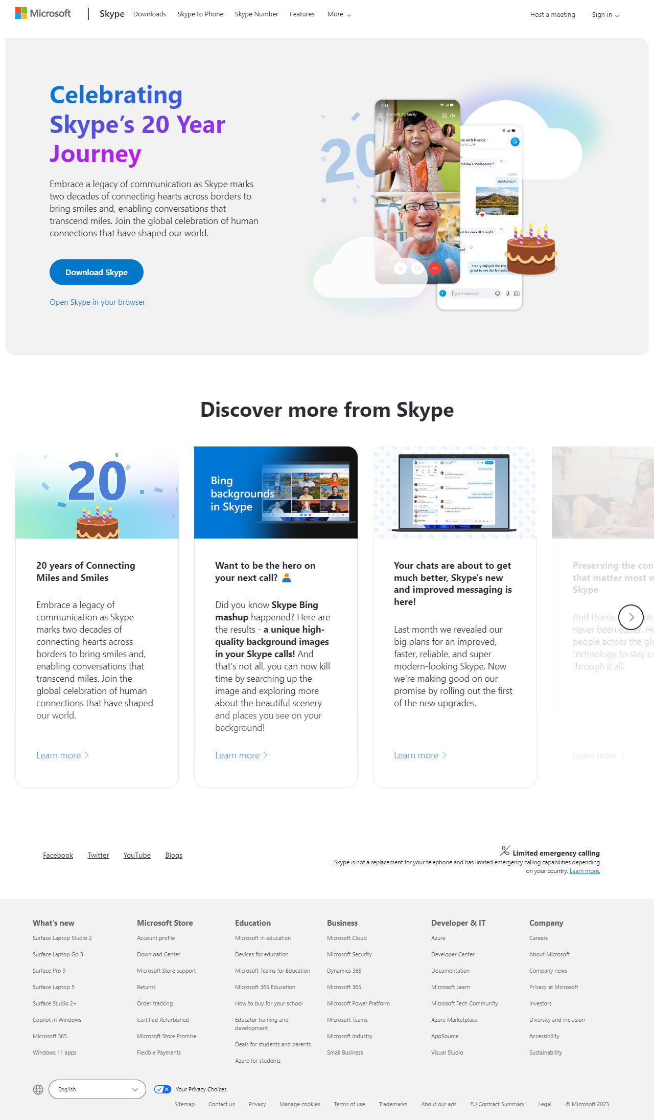 Skype website in 2023