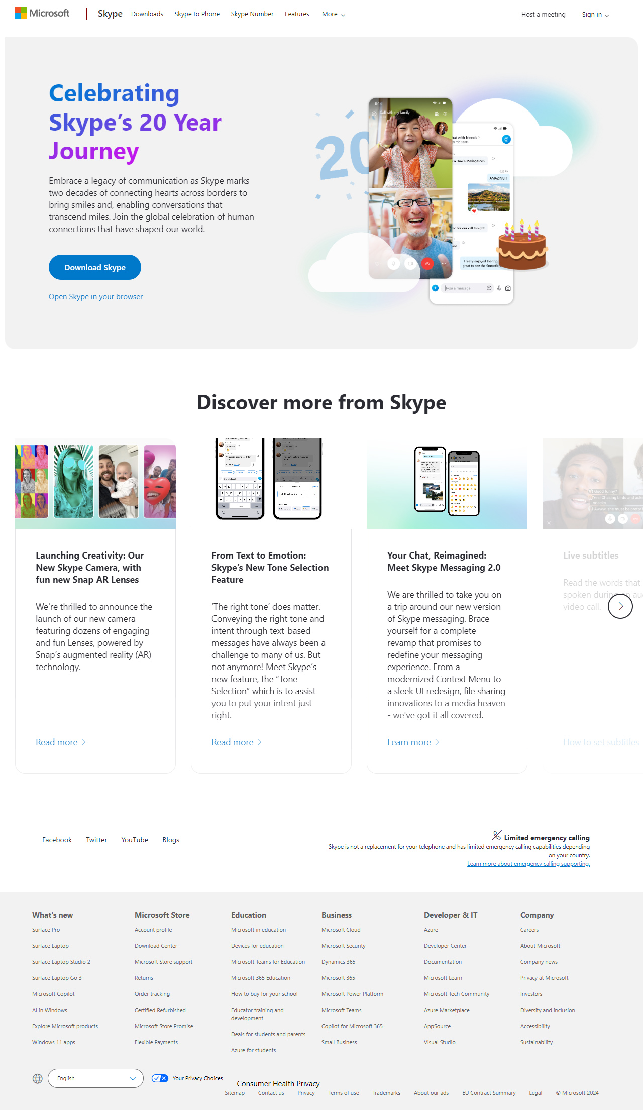 Skype website in 2024