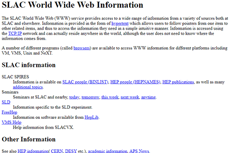SLAC website in 1992