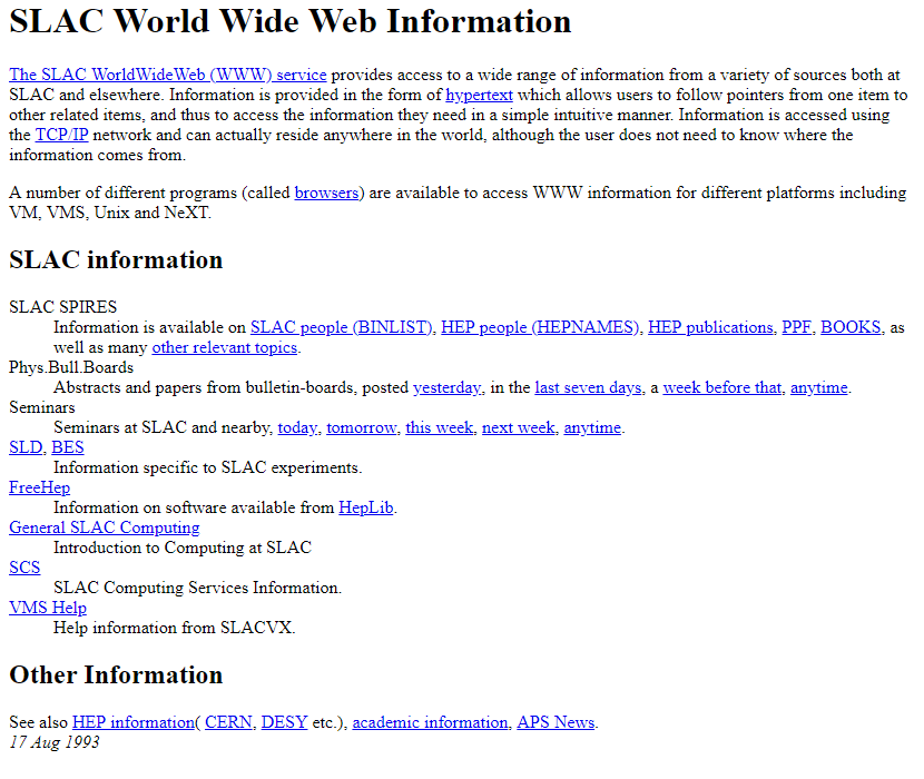 SLAC website in 1993