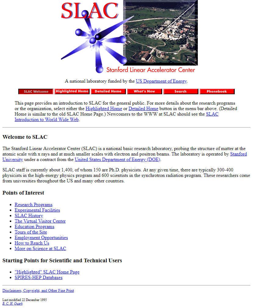 SLAC website in 1995
