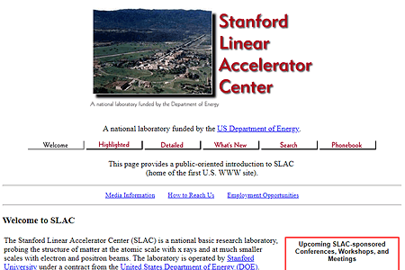 SLAC website in 1997