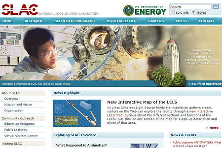 SLAC website in 2008
