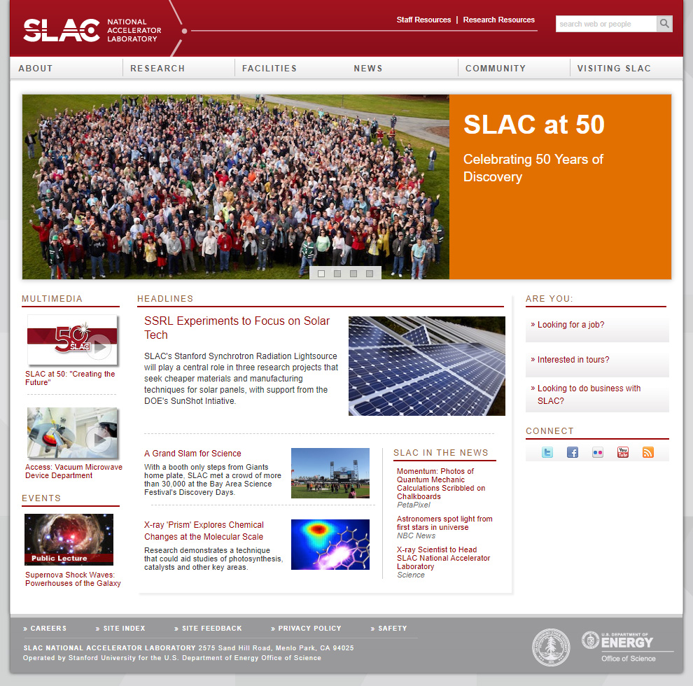 SLAC website in 2012